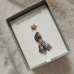 LIZ CLAIBORNE PATRIOTIC SET OF PIN AND BROOCH.